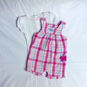 Child of Mine by Carter’s 6-9 month pink plaid overall baby outfit 🌸